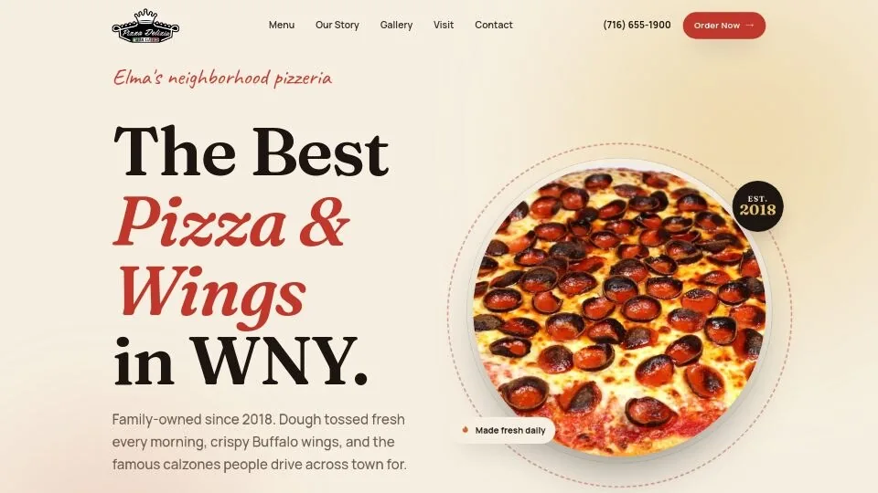 Pizza Delizia website